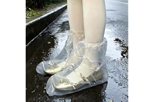 BEVTEE Waterproof Shoe Covers Disposable 10 Pairs, Plastic Shoe Covers for Rain, Anti-Slip Boot Covers for Men And Women, Outdoor Rain Cover Boot Protector for Wet Weather Outdoor Activities (Clear)