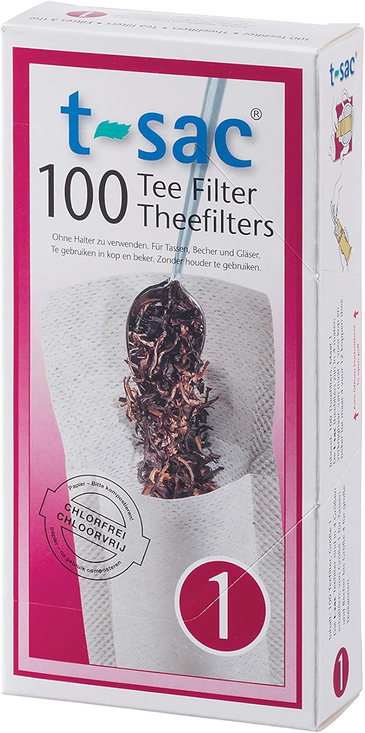 T-Sac Filter Bags, Disposable Tea Infuser, Number 1-Size, 1-Cup Capacity, Set of 100, Fabric, White, # 1, 100 Count