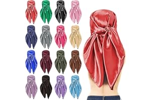 16 Pcs Satin Head Scarf 35" Large Square Satin Hair Scarves Women Silk Feeling Fashion Hair Wrapping Scarves Silk Bandana Sca