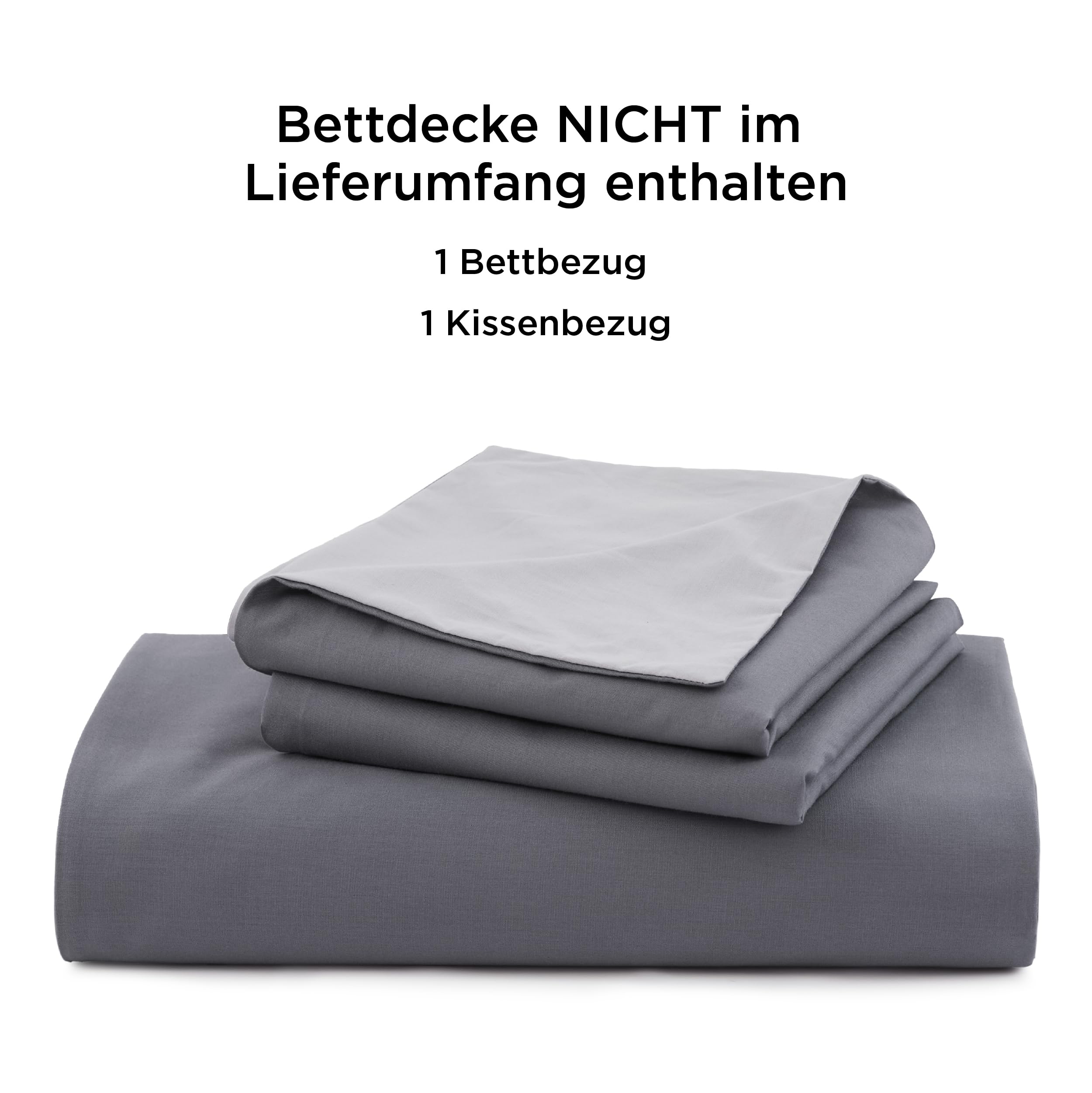 BEDSURE Bettwäsche 135x200 Dunkelgrau Grau - Baumwolle Bettwäsche-Sets 135 x 200 cm Wendebettwäsche 2teilig mit Kissenbezug 80x80 cm, Oeko-TEX Zweifarbiger Bettbezug mit Reißverschluss 7