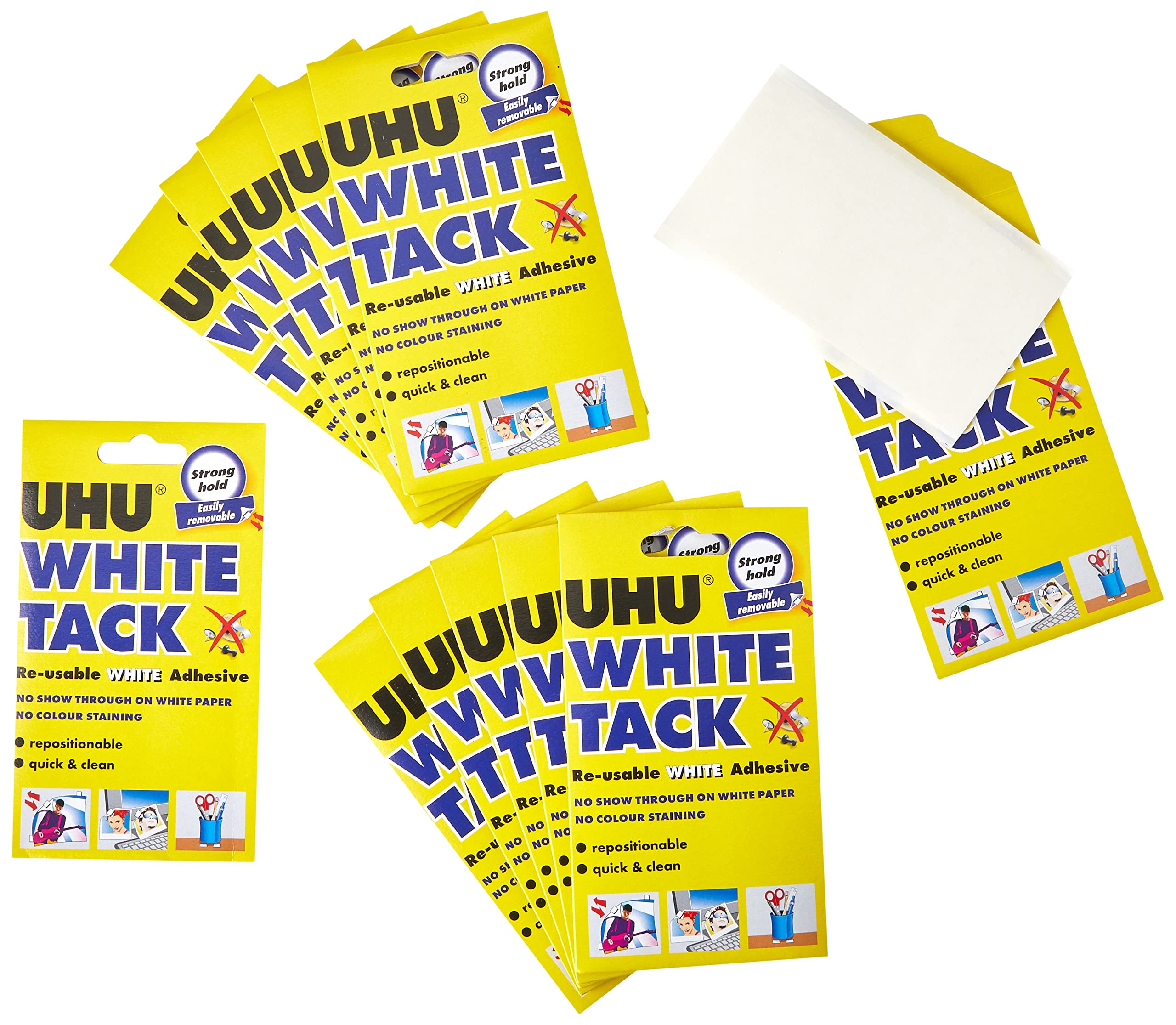 UHU 42196 White Tack Mastic Adhesive Non-staining Handy Pack Ref 2633 [Pack of 12]