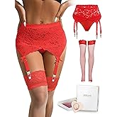 Lace Garter Belt for Women High Waisted Suspender Belt with 4 Vintage Strap Garter Belts for Thigh High Stockings XS-4XL