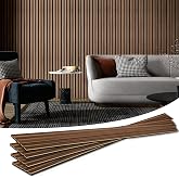 Art3d 4-Pack Soundproof Wood Slat Wall Panels, 94.5 x 7.9 Inch, Walnut | Wood Grain Finish, Effortless Setup, Sustainable, Long-Lasting, Noise Reduction, Easy to Care, for Living Room, Bedroom