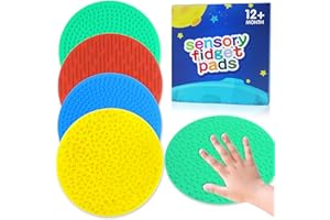 CHESLICR Sensory Fidget Toys Sensory Mats for Toddler Easter Basket Stuffers 4PC Silicone Tactile Pad for Autism Kid Quiet Calm Down Special Need Textured Mini Floor Tiles Fidgets Baby Sensory Development Toy