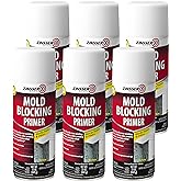 Zinsser Mold Blocking Spray Primer, Interior &amp; Exterior, White, 6-Pack | 13oz, blocks stains &amp; odors; seals wood, drywall. Covers mold, mildew, odor causing bacteria, &amp; other fungal organisms.