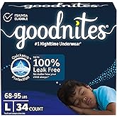 Goodnites Boys' Nighttime Bedwetting Underwear, Size Large (68-95 lbs), 34 Ct (2 Packs of 17), Packaging May Vary