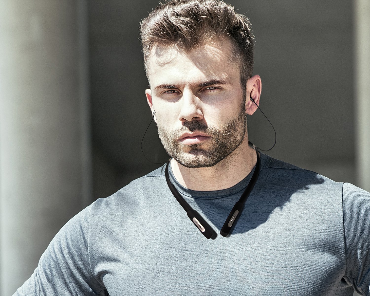 Bluetooth Headphones, GULAKI Wireless Bluetooth 4.2 Earphones Stereo Magnetic Earbuds Neckband Style Built-in Mic Fit for Sport (Black)