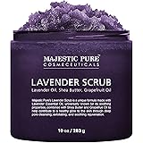 Lavender Oil Body Scrub Exfoliator with Shea Butter and Grapefruit Oil by Majestic Pure - Exfoliate & Moisturize Skin, Fights