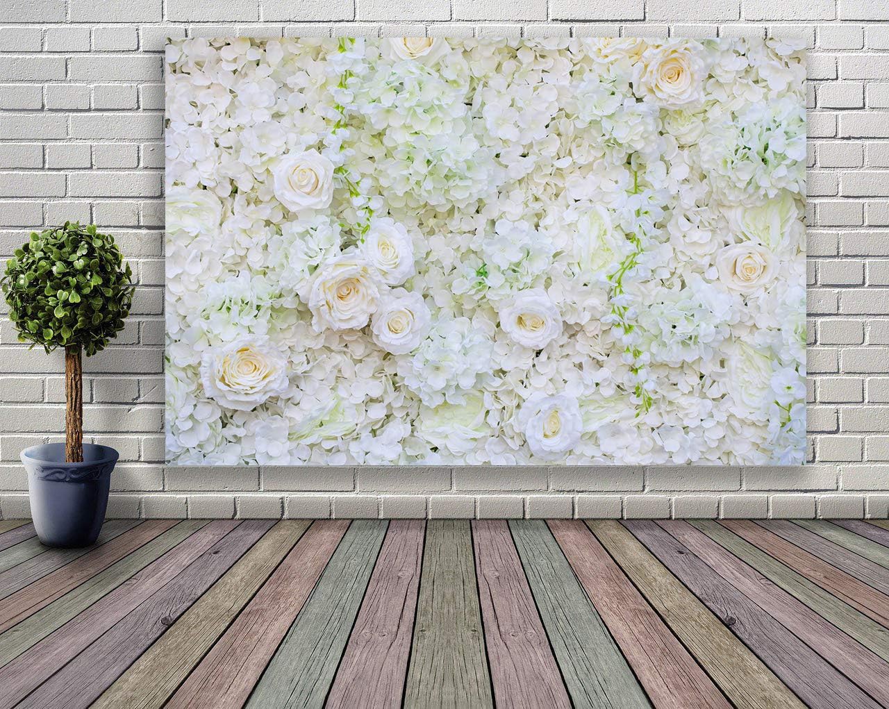 Mehofoto 7x5ft Flower Backdrop White Rose Bridal Shower Newborn Baby Photo Booth Backdrops Vinyl Valentine's Day Baby Shower Wedding Photography Background - Image 4