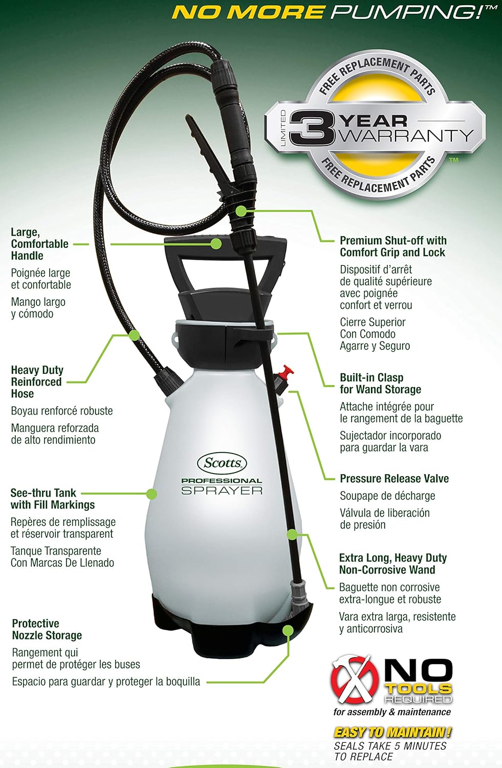Scotts 190567 Lithium-Ion Battery Powered Pump Zero Technology Sprayer, 2 Gallon, White : Garden & Outdoor