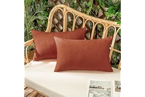 Woaboy Set of 2 Outdoor Waterproof Throw Pillow Covers Rust Decorative Farmhouse Pillowcase Solid Cushion Cases for Bed Sofa Couch Car Living Room 12x20 inch