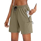 SANTINY Women's 5''/ 7''/9'' Hiking Cargo Shorts Quick Dry Lightweight Summer Shorts for Women Athletic Golf Zipper Pockets