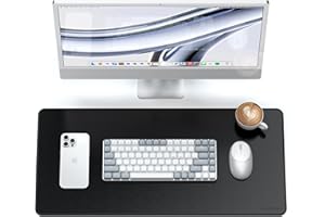 Satechi Vegan Leather Desk Mat, Large Mouse Pad Scratch and Water Resistant, Easy to Clean, Desk Pad for Office and Home, 26.8” x 12.4” x 0.1” - Black