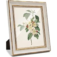 Sapowerntus Cornice 8x10 Vintage Oro Bianco Antico – Set Cornice Da Tavolo O Parete, Stile Shabby Chic, Con Passepartout