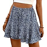 Lepunuo Flowy Shorts for Women Boho Ruffle Tiered Butterfly Skorts High Waist Mini Skirts Casual Shorts