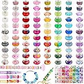 240 Pcs Large Hole Beads, Funtopia 40 Grids Rainbow European Beads for Crafts, Colorful Spacer Bead for Jewelry Making, DIY Charm Bracelets Necklaces Pens and Decorative Crafts, for Girls and Adults