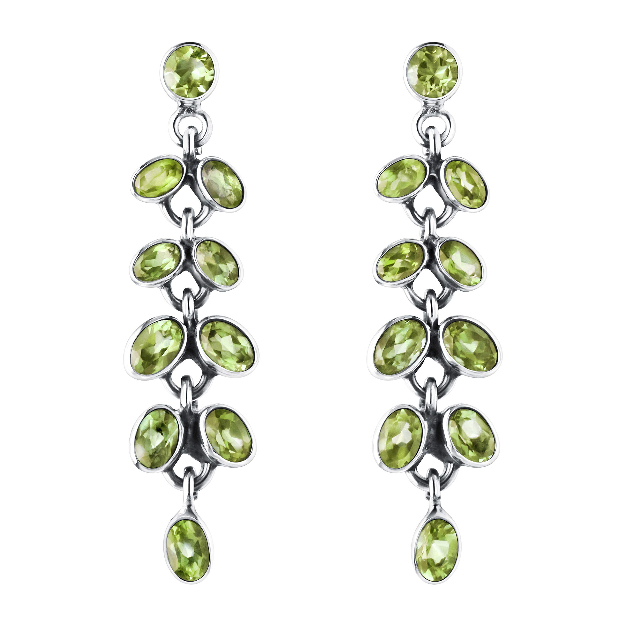 Franki Baker Statement Natural Peridot & Sterling Silver Drop Earrings. Length: 5cm