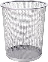 KEPLIN Round Trash Can 1 Pack Silver Non slip Mesh Bin Sturdy Metal