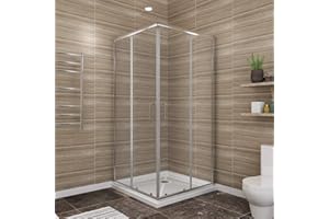 SUNNY SHOWER Corner Shower Enclosure with 1/4 in. Clear Glass Double Glass Sliding Square Shower Doors 36 x 36 x 72 inch, Chrome Finish, Shower Base Included