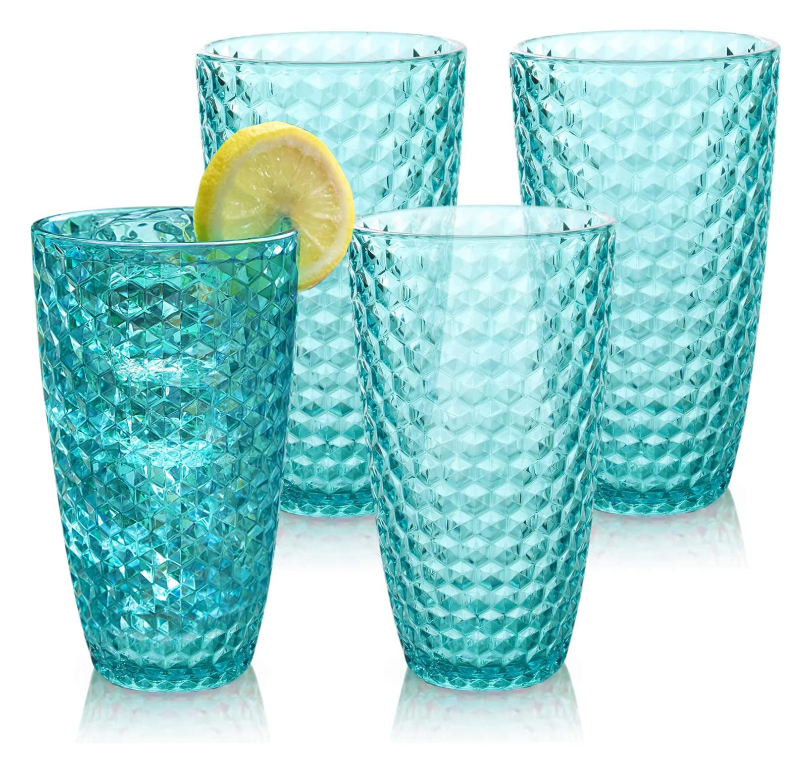 BELLAFORTE Shatterproof Tritan Plastic Tall Tumbler, Set of 4 Cups, 562ml - Laguna Beach Drinking Glasses - Unbreakable Drinking Glasses for Parties - BPA Free - Dishwasher Safe - Blue — image 1
