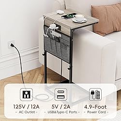 Vagusicc C Shaped End Table with Charging