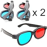 3D glasses red blue/cyan plastic framed – set of 2 pieces. Glasses for dimensional anaglyph movie/game. Made by Ganzoo