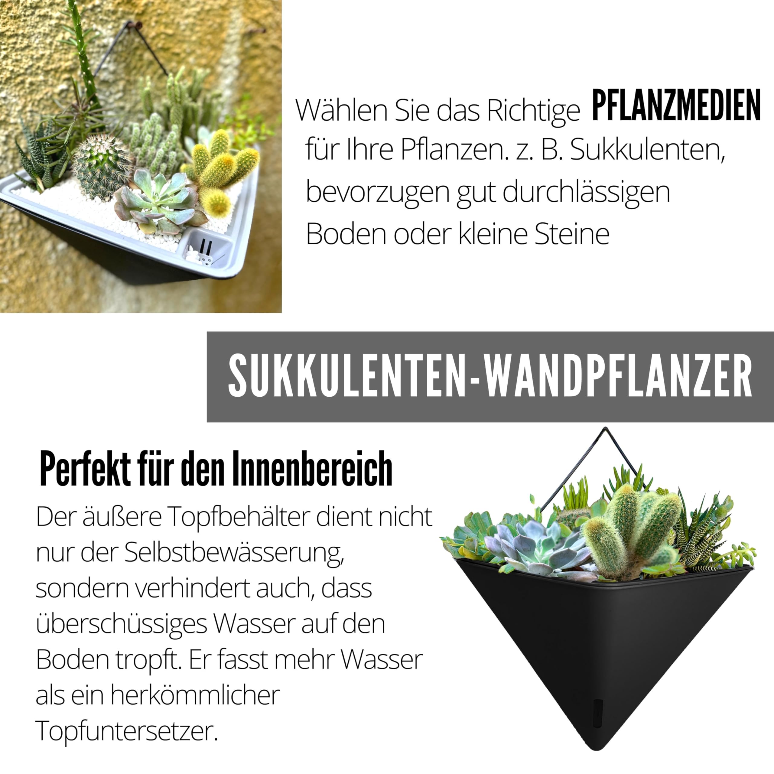 LaLaGreen 4 Stück selbstbewässernde Pflanzenwandpflanzen, 30 cm (12 Zoll) große Pflanzenpflanzen für den Innenbereich 5