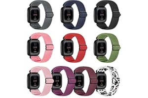 TumpCez Elastic Band Compatiable with Fitbit Versa/Versa 2/Versa Lite/Versa SE ,Adjustable Breathable Comfortable Nylon Sport Replacement Wristband for Women Men(10 Pack)
