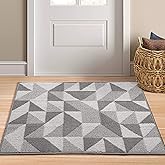 Indoor Doormat 32"x 40", Absorbent Front Back Door Mat, Rubber Backing Non Slip Floor Mats Inside Mud Dirt Trapper Outside Entrance Front Door Rug Carpet, Machine Washable Low Profile - Grey Geome