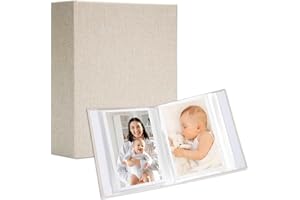 Hiwhy Linen 4x6 Photo Album 2 Packs, Each Hardcover Small Insert Bookshelf Photo Albums for 52 Photos, Ideal for Kids Wedding Travel, White
