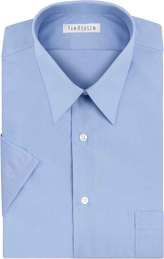 Van Heusen Men's Short Sleeve Dress Shirt Regular Fit Poplin Solid Buy