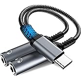 ZOOAUX PRO USB C to 3.5mm Headphone Splitter, Type C to Dual 3.5mm Female Audio Jack Adapter, Hi-Res Stereo Audio Sharing Y C