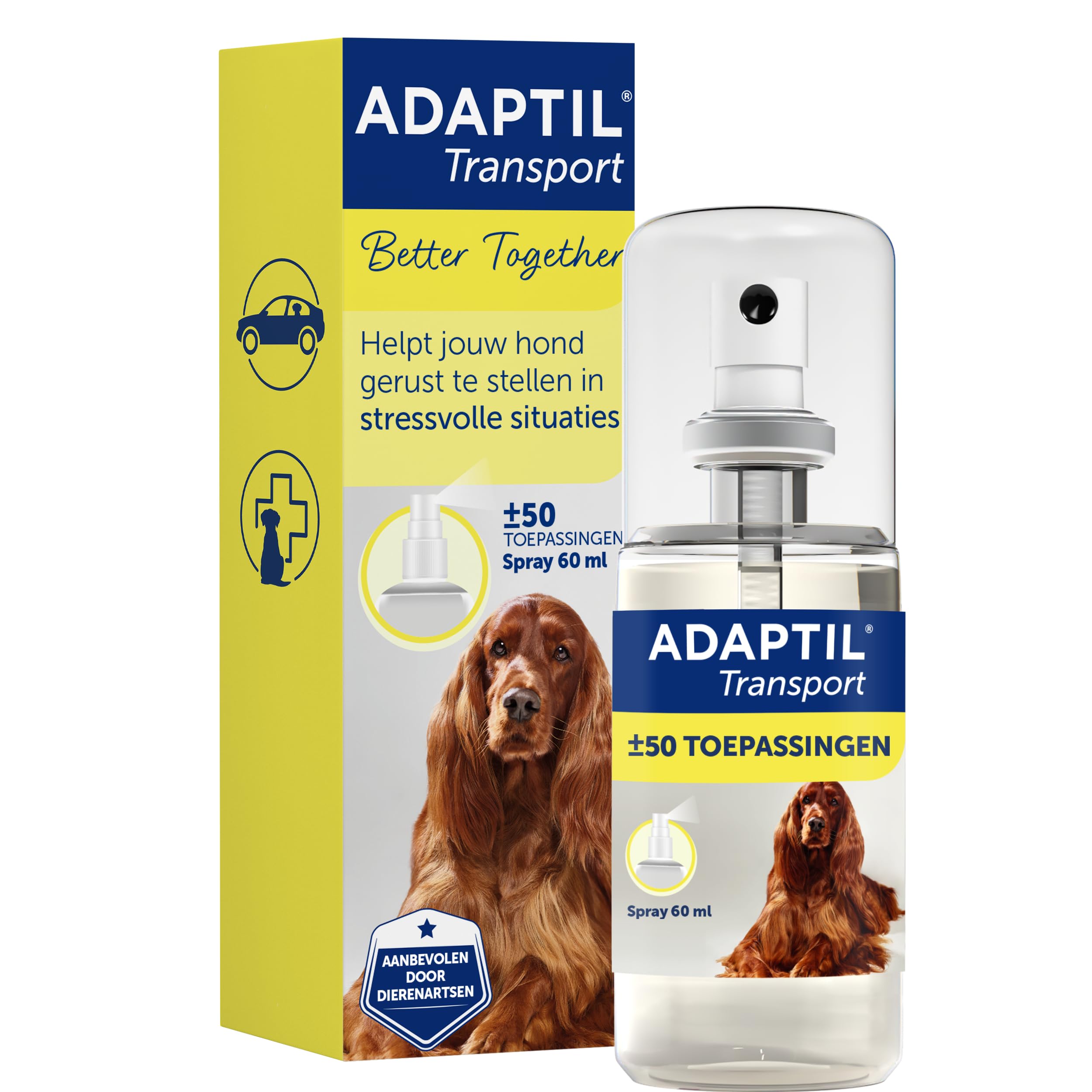 Adaptil Transport Spray For Dogs 60ml, Adaptil Dog Calming Spray Uses Pheromones To Help Reduce Anxiety And Stress In Pet Dogs, Pheromone Spray Helps Anxious Dogs Stay Calmer