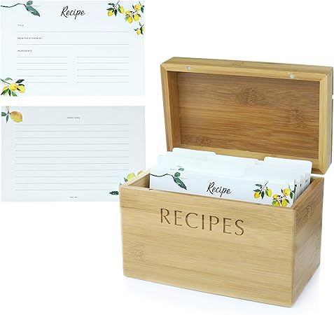 Menta + Elm bambú caja de recetas y 100 tarjetas de recetas: Amazon.es: Hogar