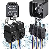 TRUE MODS 5 Pack 5-Pin 12V Bosch Style Waterproof Relay Kit [Harness Socket] [12 AWG Hot Wires] [SPDT] [30/40 Amp] 12 Volt Au