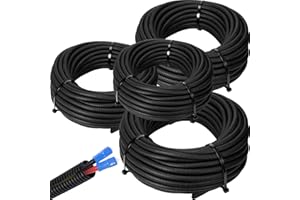 Sasylvia 1/4, 3/8, 1/2, 3/4'' X 25 ft Split Wire Loom Cord Protector Tubing Split Conduit Protector Tubing Convoluted Tube Flexible Electrical Wire Cover Protective Sleeves(Black)