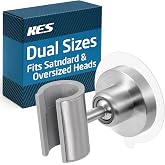 KES All Metal Shower Head Holder, Dual-Size Opening, Brushed Steel | Fits Standard &amp; Oversized Hoses, 18/8 Stainless Steel, 360&deg; Adjustable Shower Holder, Screw-Mount Hardware Included