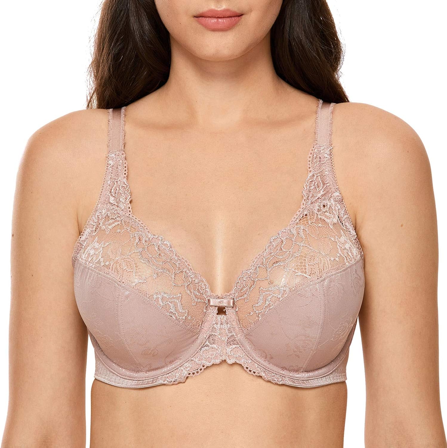DELIMIRA Women's Beauty Lace Non Padded Minimizer Full Figure Underwire Bra at  Women’s Clothing store