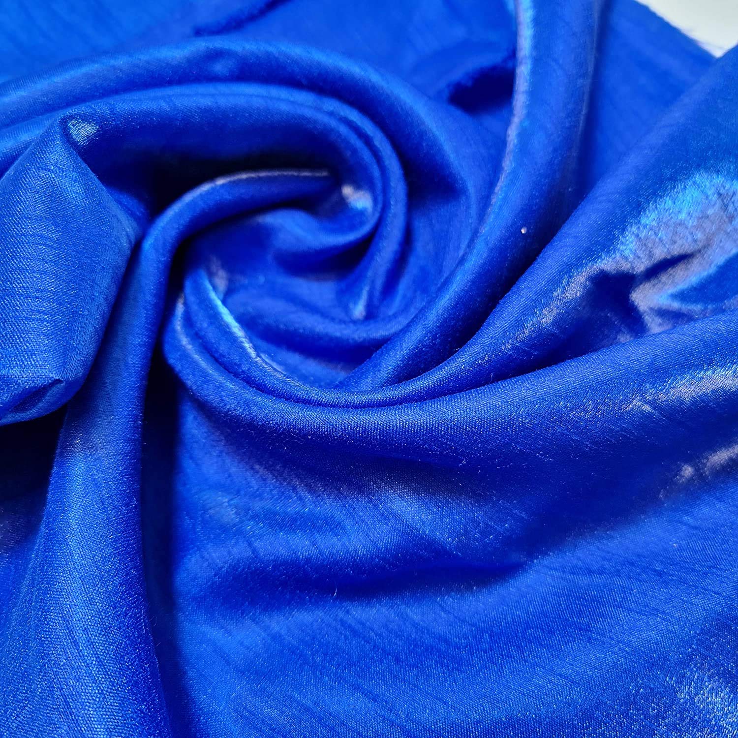 44" Wide Plain Polyester Faux Dupion Raw Silk Satin Finish Dress Craft Patch Fabric Sold by The Meter (Royal Blue, 5 Meter) — image 1