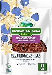 Cascadian Farm Organic Blueberry Vanilla Granola, No Added Sugar, 11 oz | 0g Added Sugar, Sweetened with Date Powder, 27g Who
