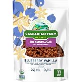 Cascadian Farm Organic Blueberry Vanilla Granola, No Added Sugar, 11 oz | 0g Added Sugar, Sweetened with Date Powder, 27g Whole Grain per Serving, Non-GMO Verified, Resealable Pouch