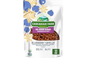 Cascadian Farm Organic Granola, No Added Sugar, Blueberry Vanilla Cereal, Resealable Pouch, 11 oz