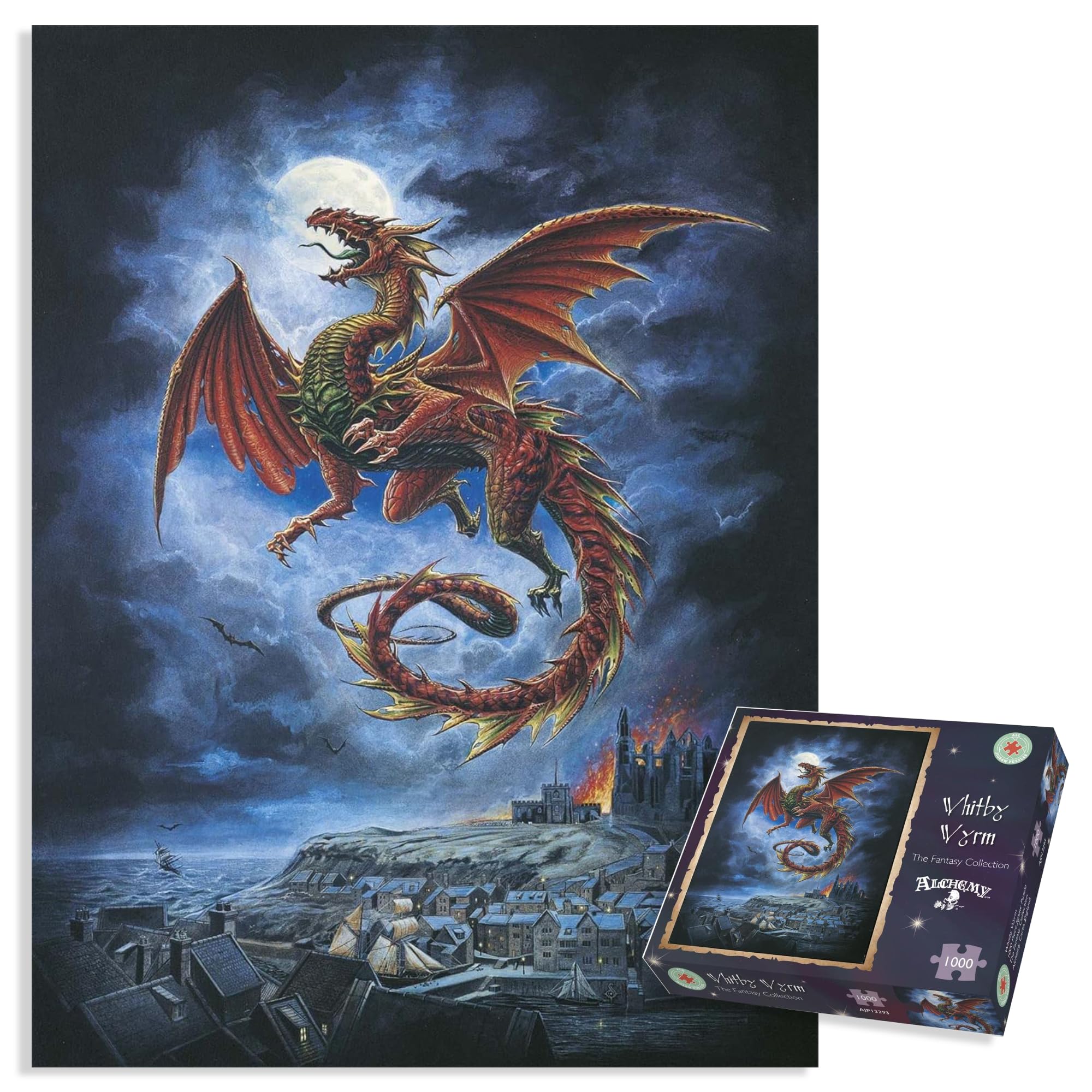 Gothic Fantasy Jigsaw Puzzles For Adults - The Whitby Wyrm - Mystical 1000 Piece Jigsaw Puzzle - Magical Artwork Puzzle - Made In Britain