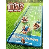 Funscape Kids Triple Water Slides W/ 3 Bodyboards, 1 Inflatable Football | 20Ft Slip and Slides Outdoor Backyard Lawn Game W/ Sprinkler, Outside Yard Water Toy, Summer Party Gifts Boys Girls Family