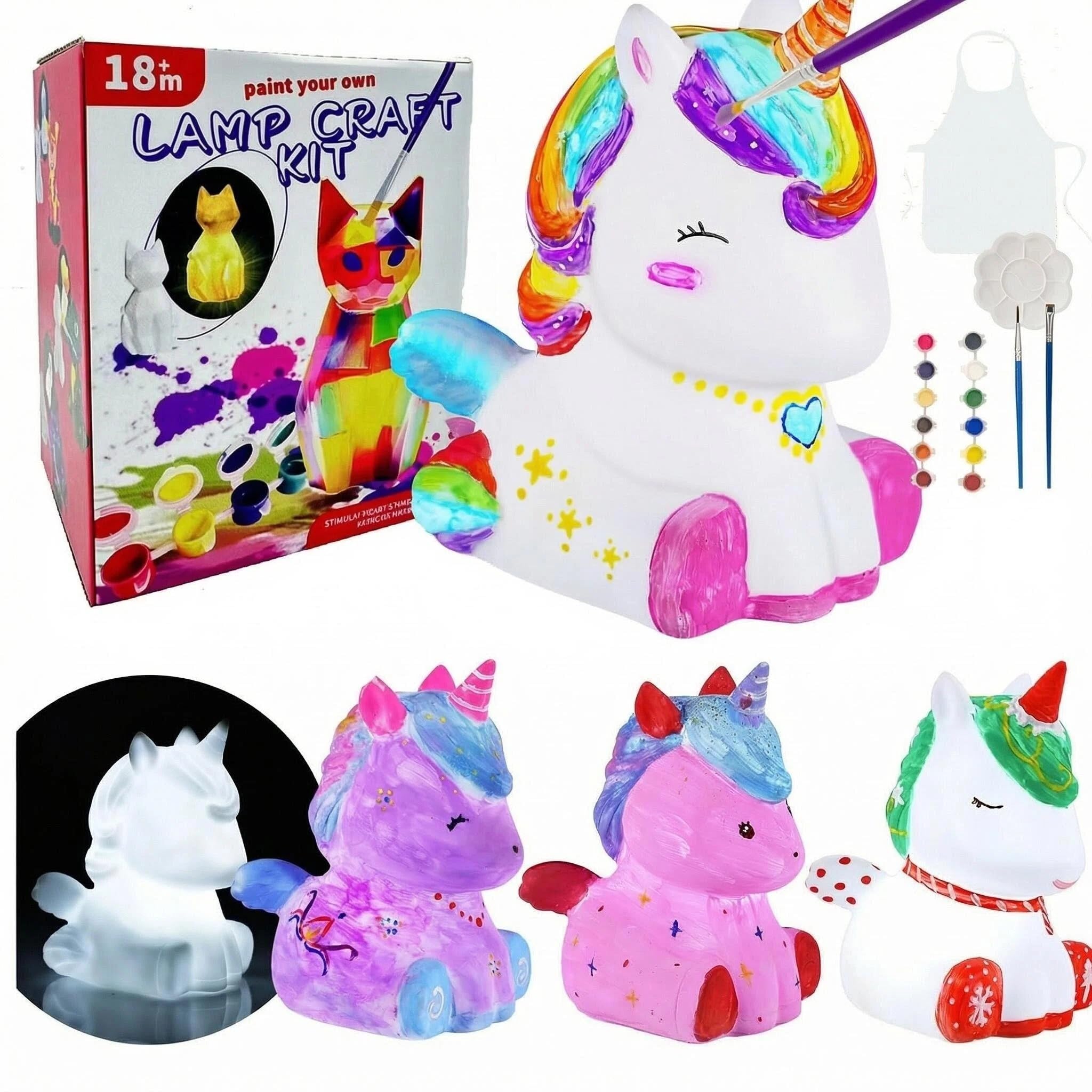 SiumPklay DIY Unicorn Night Light Kit - Paint Your Own Unicorn Toy, Creative Arts and Crafts for Kids Ages 6-12, Fun Activity Art Set, Ideal Birthday Gift for 6 7 8 9 10 11 Year Old Girls