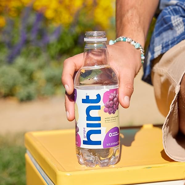 HINT GRAPE WATER, INFUSED WITH GRAPE FLAVOR, ZERO CALORIES & SWEETENERS, 16 FL OZ 12 PACK