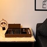 BELLE VOUS Brown Faux Leather Valet Tray - 6 Compartment Desk Organiser view 4