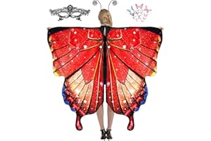 TONAK Butterfly Cape Costume Adult, Halloween Butterfly Wings Costume Women Colorful Festival Butterfly Wings Shawl Cape