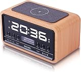 Roxel Nod Bedside Radio DAB/DAB+ FM Alarm Clock Qi Charging Oak view 5