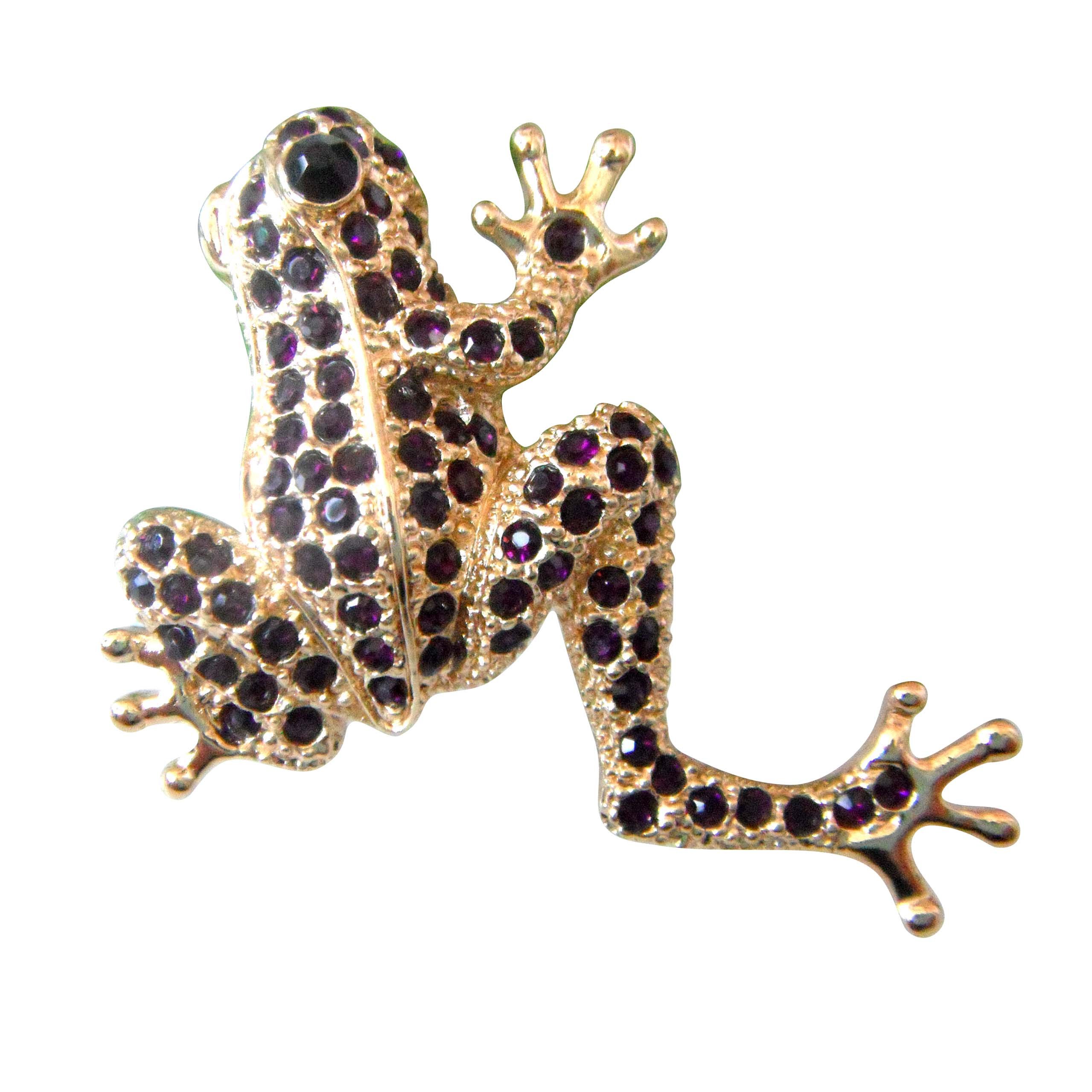 Navachi 18k Gold Plated Az7795b Purple Crystal Frog Brooch pins